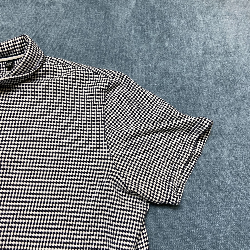 Ted Baker Polo Shirt Mens Small Navy White Geometric Print Golf Quarter Zip - Picture 4 of 13